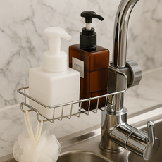 싱크대 욕실 물빠짐 수세미 거치대 수전 정리대 비누 받침대 모욜, 스텐, 1개