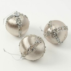 이로운 크리스마스 트리 장식볼 3p세트 8cm 실키프린세스 오너먼트 소품 파티 가랜드 성탄절 데코, 골드, 3개