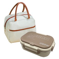日系素面動物二格三格保溫便當盒 (附餐具 袋) 1200ml，食品級316不鏽鋼，手機支架功能, 3格卡其 (附餐具+袋), 1個