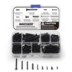 MAXCHEER 270피스 기타 나사 키트 텔레캐스터 키트 픽가드 나사 스위치 플레이트 나사 튜너 머신 헤드 넥 플레이트 픽업 브릿지 펜더/텔레/스트랫/Sq용, Black 270 Pack