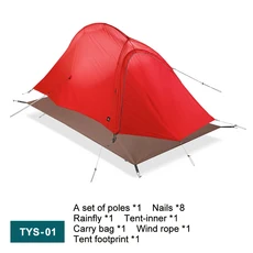 Widesea 캠핑 텐트 2인용 15D 나일론 원터치 그늘 Tenda 야외 생존 초경량 용품 침대 관광 장비, 01 빠른, 01 Red