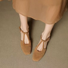 투니스 여성 빈티지 캐주얼 심플 샌들 메리제인 스퀘어 발편한 단화 3cm