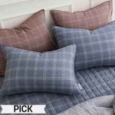 베개커버 50x70 체크 블루 마이크로모달 베개잇 사계절 면 모달 침구 커머스픽301