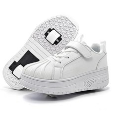 Umerigo 패션 롤러 스케이트 신발 남아 여아 아동용 접이식 휠리 스니커즈 바퀴 달린 롤링 신발 화이트. 3 리틀 키즈114511, Umerigo 패션 롤러 스케이트 신발 남아 여아 아동