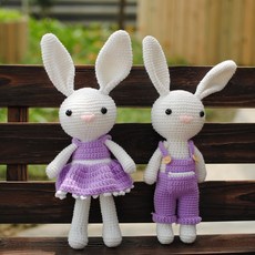 코바늘 인형뜨기 집순이취미 토끼 뜨개질 diy키트, 보라색 목가적인 토끼 세트