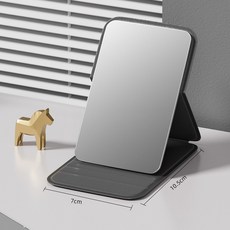 휴대용 핸드헬드 미니 화장 거울 기숙사 탁상 사무실 사용 조정 가능하고 접이식, 검정색