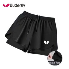 나비 탁구 반바지 남녀 공용 루즈핏 캐주얼 속건성 통기성 운동 대회 훈련 이중 레이어 가짜 두 개 반바지