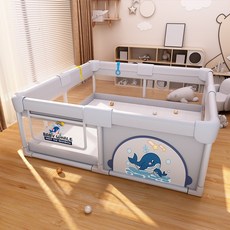 寶寶圍欄室內玩耍地上防護欄客廳小戶型家用護欄圍欄嬰兒地圍, 藍鯨魚:1.2m*1.6m(只是布套)