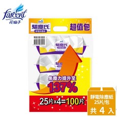驅塵氏 無香 乾式除塵紙 花仙子, 1個, 靜電除塵紙〝量販包4入組