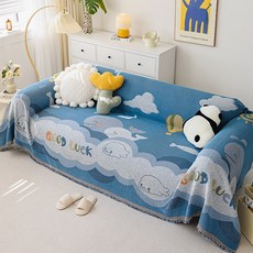 喜慶氛圍感沙發套罩新款防貓抓四季通用墊一整張全蓋沙發蓋布, 1件, 自在鯨魚【升級加厚】