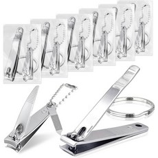 12개 세트 스테인리스 손톱 및 발톱 깎이 세트파일 열쇠고리 포함 남성여성용 대량 손톱깎이 키트 가정용 여행용 선물용 노숙자 돌봄 용품 소형 6개 + 중형, Medium x6 & Small x6