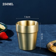 304 스테인레스 스틸 맥주 머그잔 물컵 스케일링 낙하 방지 레스토랑 차 컵 커피, As shown, Cup B gold 250ml, 1개