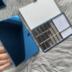 젬 블루 초박형 TN 수채화 박스 여행용 휴대용 팔레트 물감 박스 수채화 물감 팩 자석 박스 미술 용품, 03 blue-L