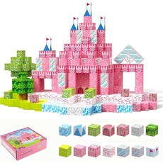 베한루바 28PCS 마그네틱 빌딩 블록 세트 소녀용 타일 큐브 게임 프린세스 캐슬 STEM 감각 스태킹 학습 장난감 3세 소녀를 위한 크리스마스 선물+