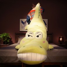 대형 악어 바디필로우 인형 베개 침대 쿠션 선물, 70cm, [큰눈] 노란 악어