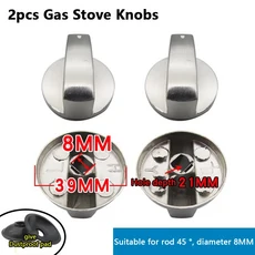 범용 실버 가스 스토브 손잡이 오븐 제어 스위치 조리기구 부품 조립 단추 6mm 2PCs/로트, 08 A2 8mm