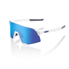 100% S3 스포츠 퍼포먼스 사이클링 선글라스 소프트 택트 블랙 - 골드 미러 렌즈 104333, Blue, Matte White - Hiper Blue Multi, 1개