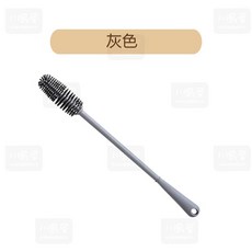 川島屋 長柄矽膠奶瓶刷 360度旋轉清潔無死角 可懸掛收納 灰色, 1個, 灰