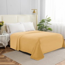 Elegant Comfort 프리미엄 호텔 품질 플랫 시트 1장 고급스럽고 부드러운 1500수 이집트 침구 플랫 시트 주름 얼룩 및 변색 방지 풀 세이지, 카멜-골드