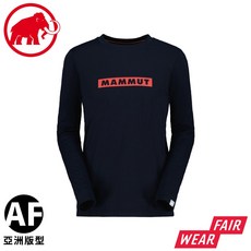 MAMMUT 瑞士 男 Logo Print LS AF 長袖T恤 海洋藍