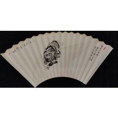 95寸手繪宣紙扇面 雄風八面圖, 如圖所示, 1個