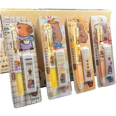 兒童學生可愛文具自動筆套組 獎勵文具禮物, 1個, 卡皮巴拉自動鉛筆套裝(圖案隨機), 0.5mm