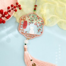 桃園出貨 祥龍玉兔靈狐系列平安符刺繡手工diy材料包自繡平安福雙面繡掛件初學者送男友禮物 針線活愛好製作材料包, 相思平安(送繡繃), 1個