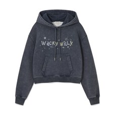 와키윌리 WACKY WILLY 우먼스 스노우워싱 그래픽 크롭 후디 네이비 201830