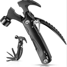 캠핑 멀티툴 12 in 1 망치 다용도 야외 생존 도구 하이킹 자동차 비상 탈출용 휴대성 좋은 캠핑공구 세트 실용적인 캠핑 필수품, 1개, A_블랙