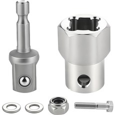 12인치 소켓이 장착된 304 스테인리스 스틸 트레일러 잭 드릴 어댑터 - 상단 윈드 크랭크 핸들 RV 스태빌라이저 및 가위 샤프트 홀 스루 14인치에 호환 가능