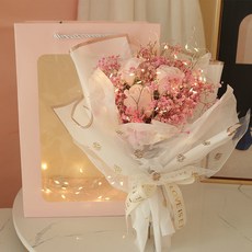 臺南出貨 可開票 七夕禮物滿天星乾燥花香皂花禮盒送女朋友情人節乾燥花滿天星小花束, 滿天星小花束+3多肥皂花（粉1