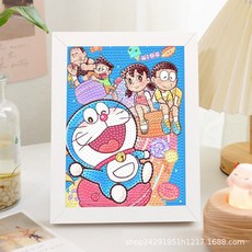 蠟筆小新 DIY 鑽石貼畫, 1個, 卡通款44【無框】,17*22CM帶畫布+鑽包+全套工具