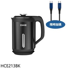 DIKE 電熱水壺，快速加熱，食品級材質，大容量設計，附贈Nokia充電線, black, 1個, 2000ml