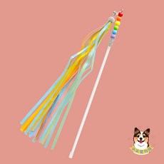 流蘇逗貓棒 貓玩具 寵物用品, 1個, 短桿流蘇-彩虹