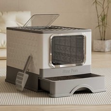 Star Fun고양이후드형화장실대형 항균, 1개, 회백색