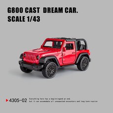 DFMEI 三開門Rross-Country合金仿真越野跑車模型兒童回力玩具小汽車, 如圖, 紅色-敞篷版Rubicon【袋裝】