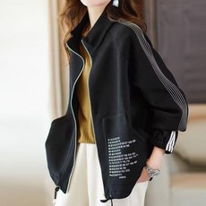 에쥬아 스탠딩 카라 맨투맨 빅사이즈 집업 긴팔 캐주얼 엄마옷