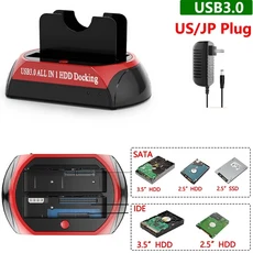 2.5 인치 SATA IDE HDD SSD 리더 듀얼 슬롯 외부 디스크 박스 인클로저 Sata-Usb 어댑터 용 하드 드라이브, 19 22 USB3.0 US Plug