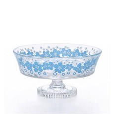 日本製 北歐復古高腳杯 甜品杯 飾品盤 文青點心杯 下午茶花卉質感日系美學碗盤, 1個, 藍花, 藍花