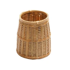 수제 손으로 짠 대나무 바구니 천연 여섯 신사 차 도구 전시 내마모성 둥근, Light Brown Style A