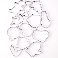 430不銹鋼慕斯圈 DIY烘焙工具 餅乾造型多樣, 1個, 聖誕餅乾模具12件套袋裝,默認