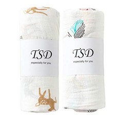 [아마존재팬] TSD 스와들 가제 담요 세트 여름 면 통기성 신생아 부드러운 속건성 용품 출산용품 산모 겉싸개, 1개