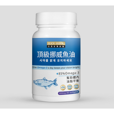 HAN SHOU 頂級深海挪威魚油 蝦紅素 魚油 高濃度魚油 頂級魚油 Omega-3 rTG DHA EPA 兒童成人, 1個, 60顆