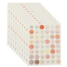 480PCS 얼굴 표정 이모티콘 원형 스티커 10장, 1세트, S2410 밝은색상 480pcs(10장)