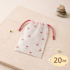 맘띵마켓 복조리 스트링백 구디백 유치원 어린이집 간식 선물포장 파우치, 20개, 체리 S (18x25cm)