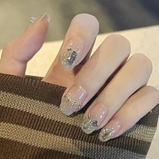 유니스뮬라 붙이는 셀프 네일팁 크리스탈 글리터 줄란 숏팁 U12, 1개