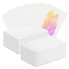순면 수채화 카드 100세트 63.5kg(140파운드)/300 GSM 엽서 수채화 종이 및 봉투 아트 페인팅용 창의적인 크리스마스 인사말 카드 감사 메모 결혼식 초대장, 순면 수채화 카드 100세트, 63.5kg(140파운드