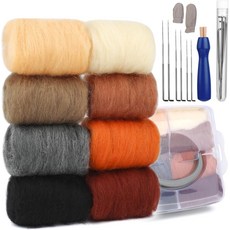 줄라리 8가지 색상 펠팅 울 바늘 펠팅 울 바늘 펠팅을 위한 울 로빙 보관함이 있는 섬유 울 실 로빙 펠팅 바늘이 있는 울 펠트 도구녹색, Dark