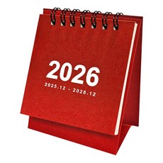 연휴표시 2026년 책상 미니달력 데스크캘린더 2025년 12월 포함, 1개, 레드
