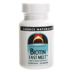 Source Naturals 生物素快速融化 10000 微克無麩質無糖片劑, 1個, 60入